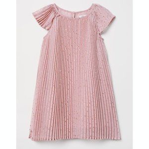 h&m Girls Pleated Chiffon Light Pink Stars Dress 2-3 years